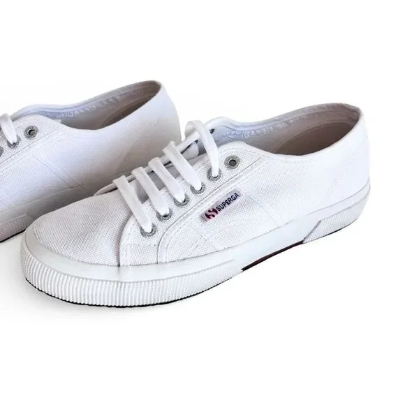 Superga Cotu Classic White Sneakers Women’s Size 8 Low Top Canvas Lace Up Shoes - Picture 3 of 11
